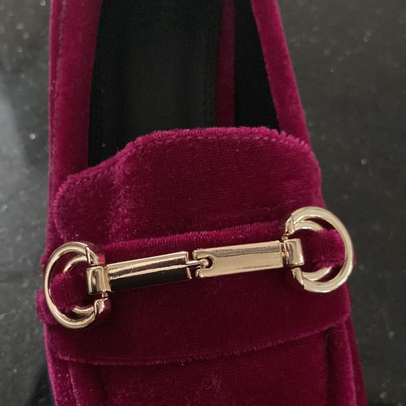 Velvet Mary Jane chunky heels ASOS red pumps with strap - Picture 3 of 6